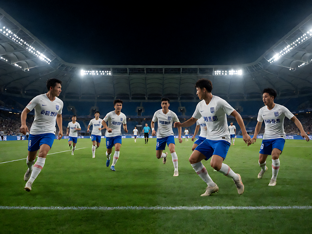 夜间体育场内正在进行足球比赛，看台灯光与草坪清晰可见